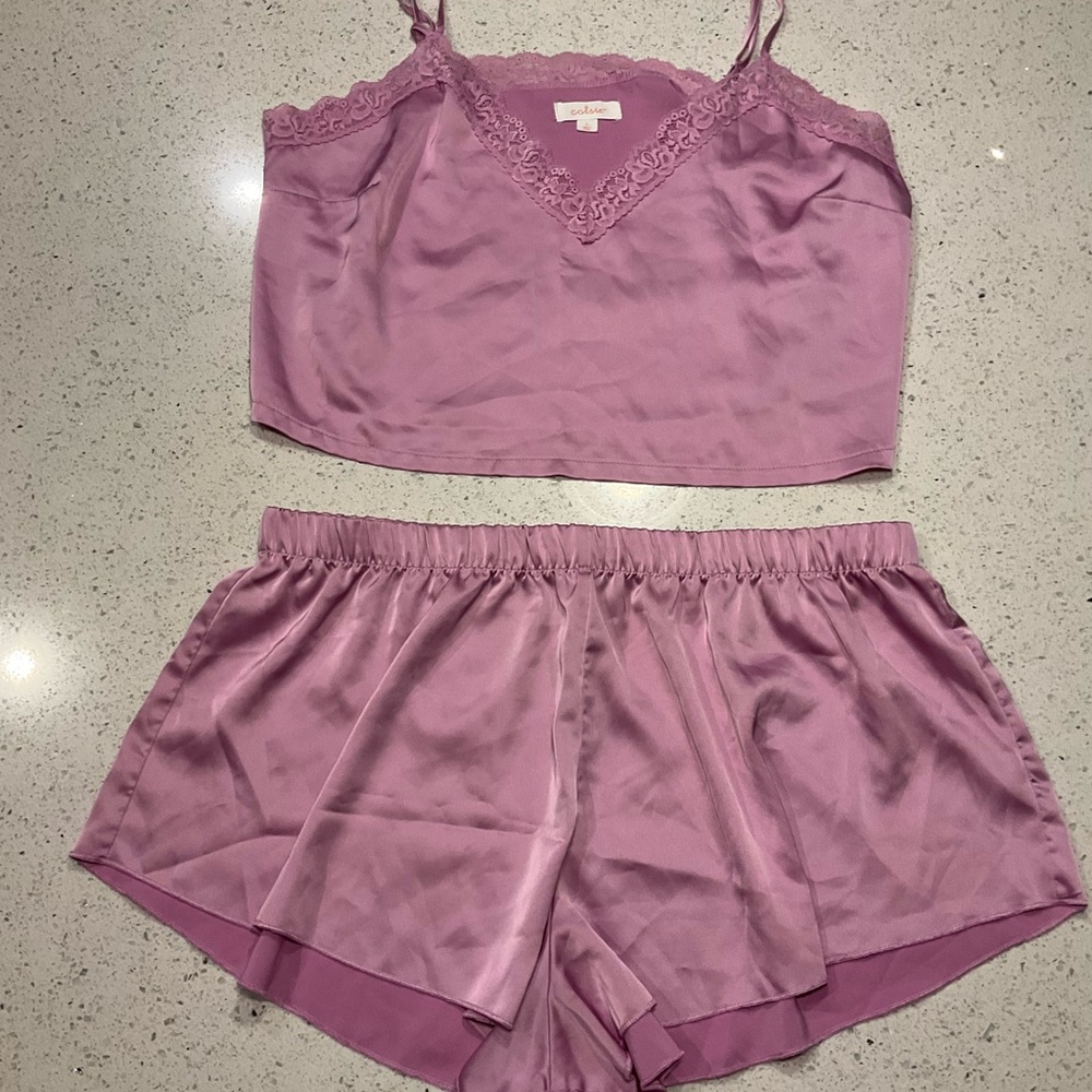 Pink Satin Sleepwear Set women’s Sz large